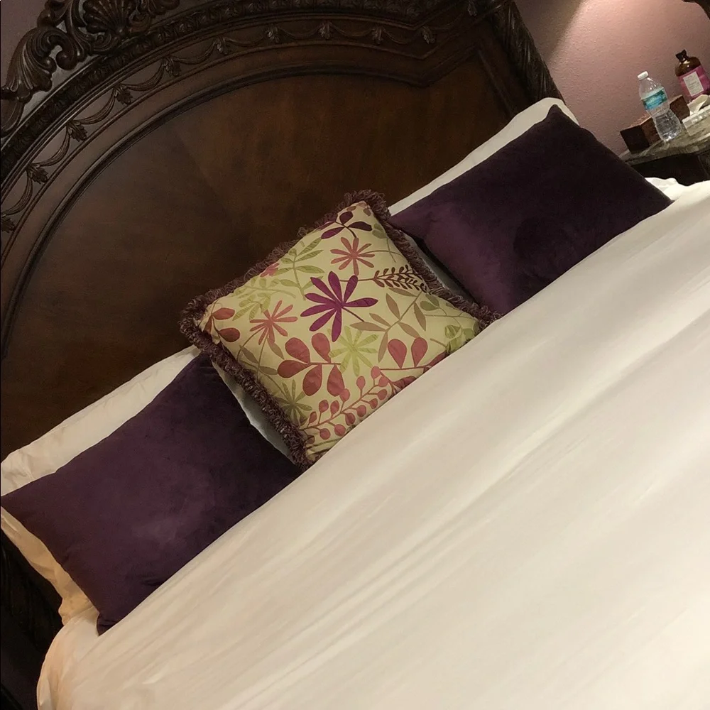 PURPLE VELVET ACCENT FEATHER PILLOWS • RODEO HOME.COM • 22” x 17” • BUNDLE OF 2